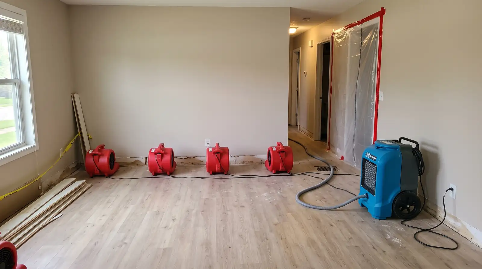 Water Damage Restoration Luling crew setting up drying equipment in a home